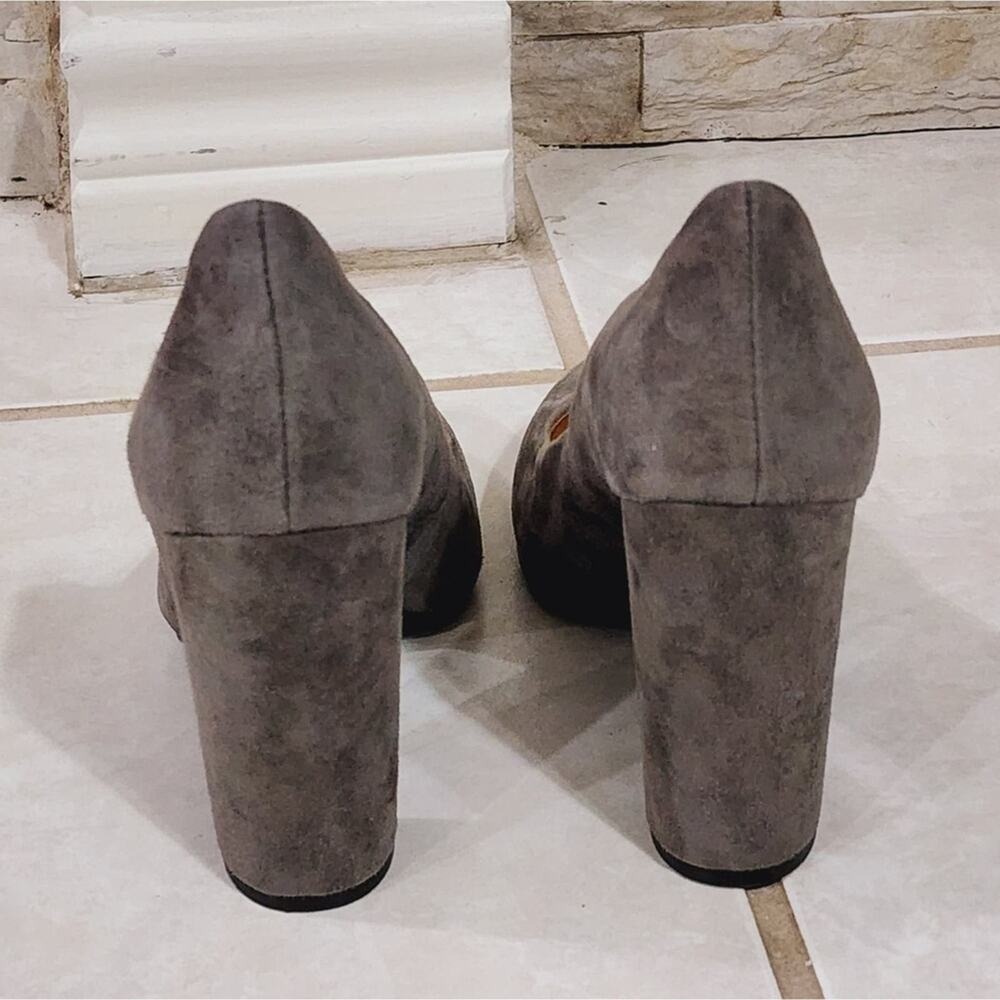 Jessica Simpson Gray Suede Leather Block Heel Round Toe Classic Pumps Size 7.5 - Picture 5 of 8